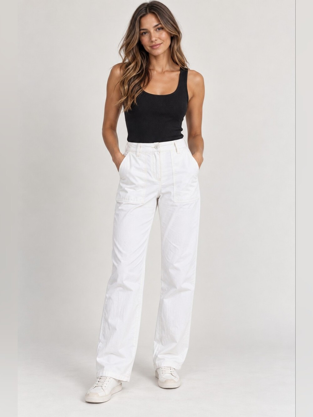 2/$40 Eileen Fisher Organic Cotton Straight Leg White Pants